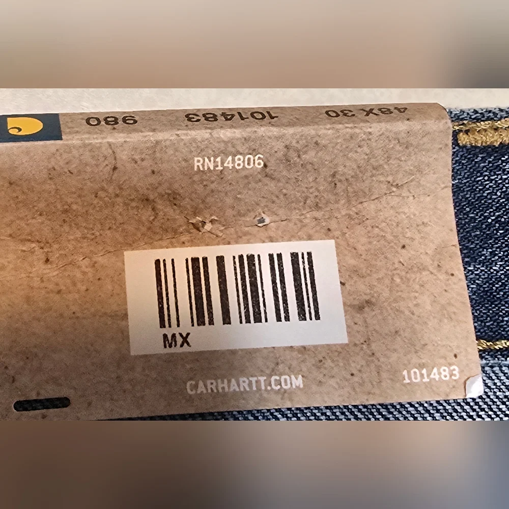 Carhartt Men's Size 48 X 30 Relaxed Fit Jeans Medium Wash 5 Pocket Workwear NWT - Picture 7 of 9